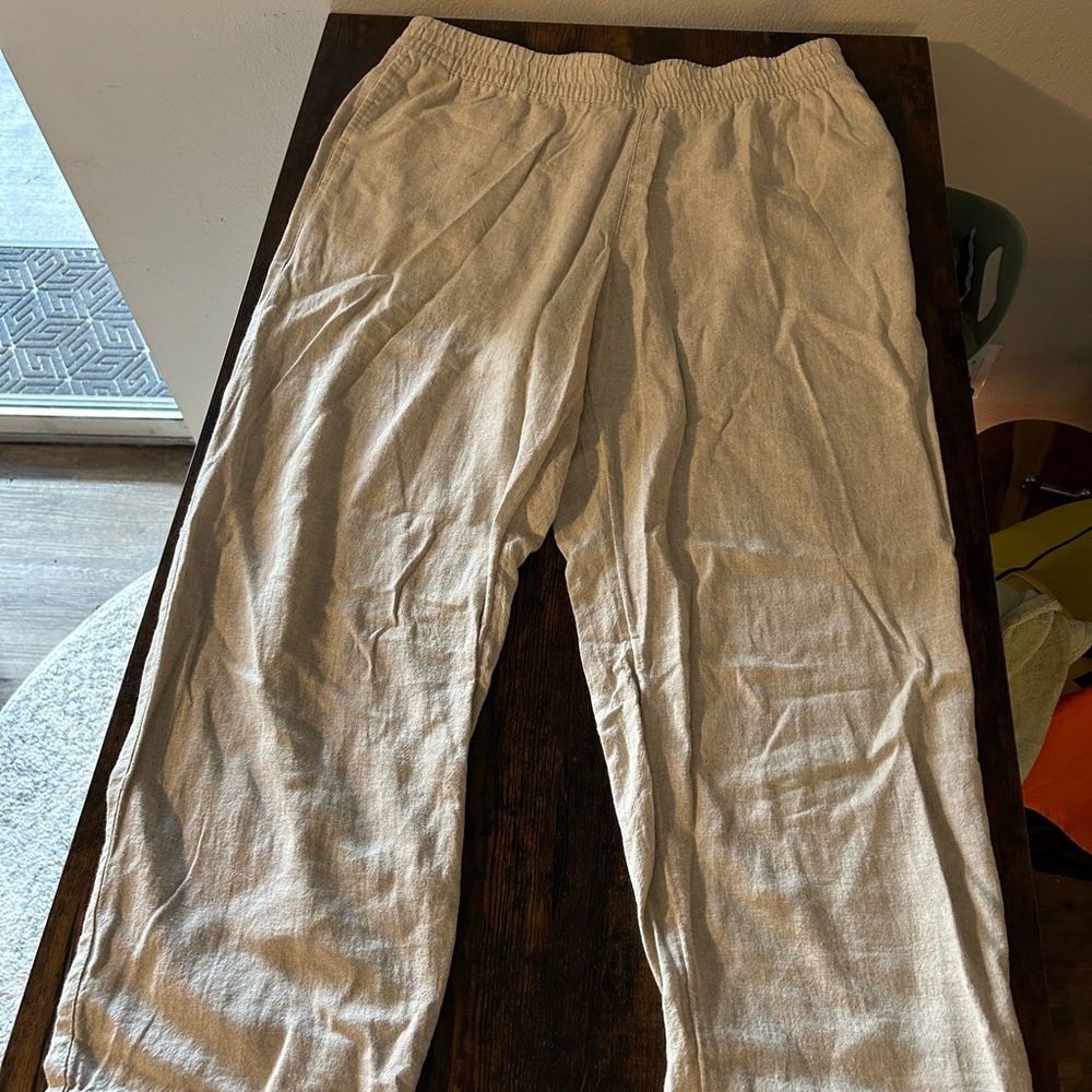 Women’s Baggy Linen Beige Pants